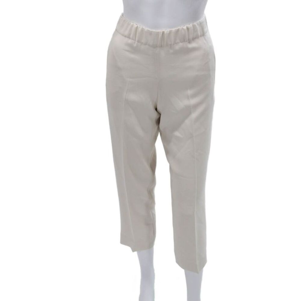 Index Womens Cropped Pants Beige Triacetate Pull On Inseam 24 Size 28